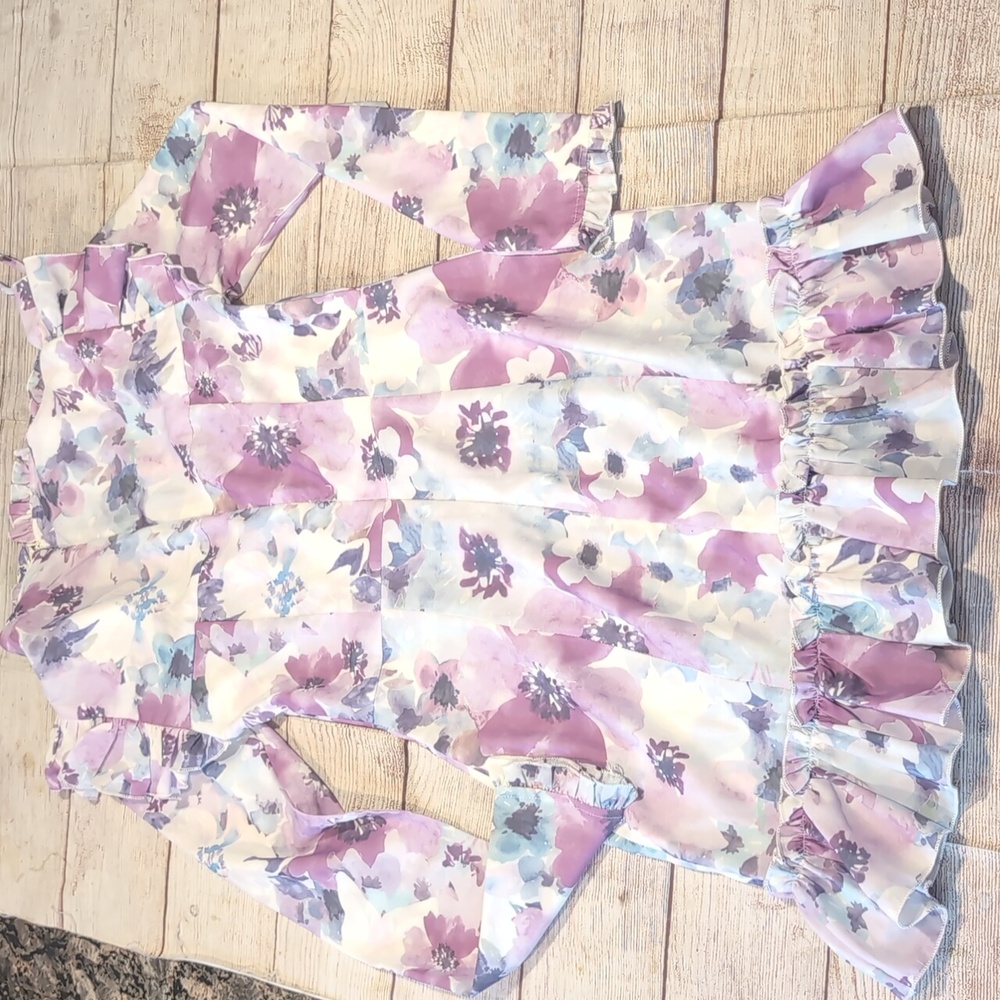PrettyLittleThing Ruffle Babydoll Floral Corset Style Top Size 4 Mini Dress - Picture 8 of 16